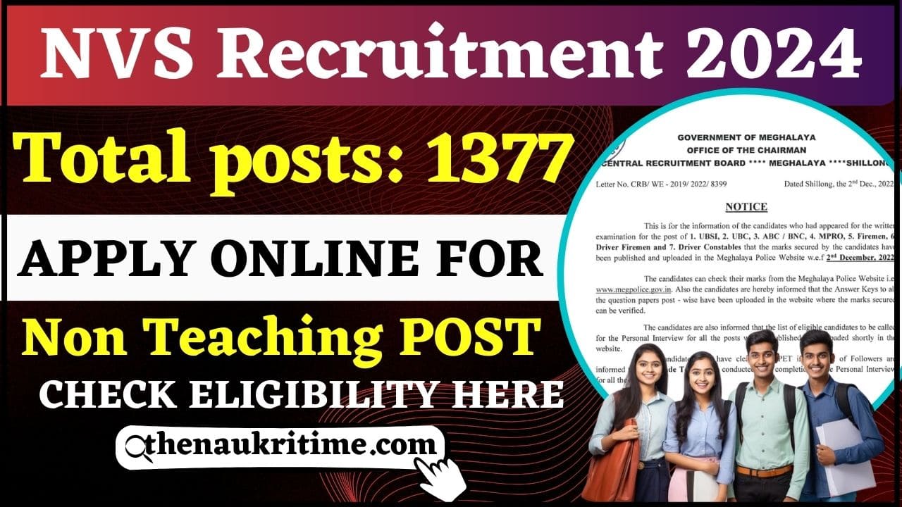 Nvs Non Teaching Recruitment Apply Online For Non Teaching